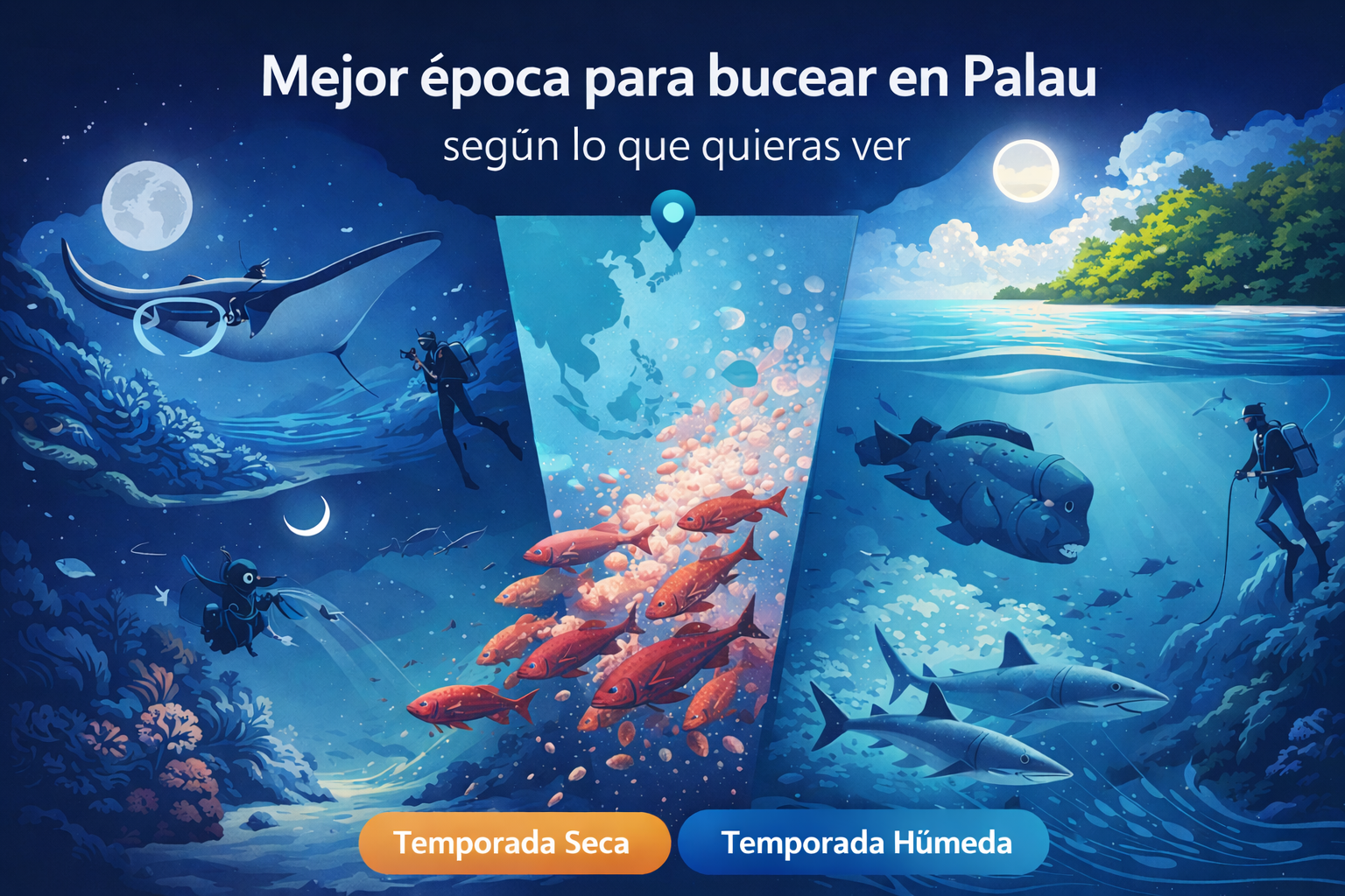 Mejor época para bucear en Palau según la temporada y la vida marina